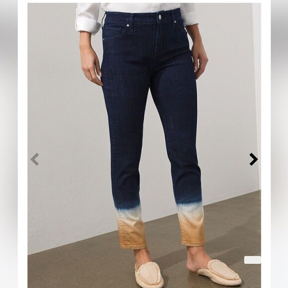 Chico's Denim - NWT CHICO’S SO SLIMMING GIRLFRIEND Slim LEG ANKLE NEUTRAL DIP DYE JEANS 2T/00T